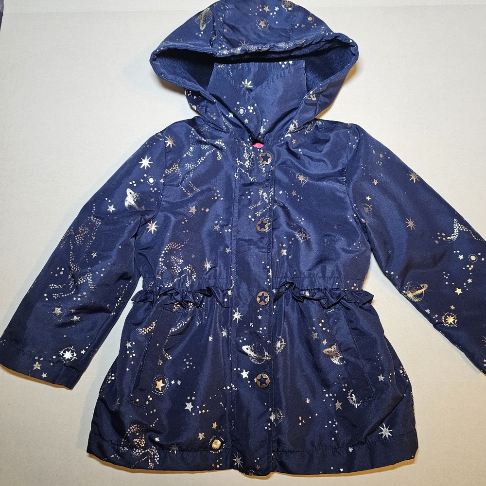 London Fog Girl's Baby Jacket Coat Size 2T Blue Starry Hooded